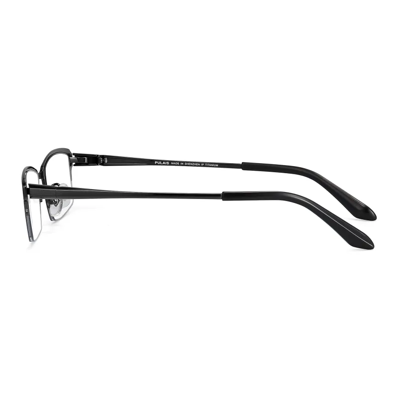PULAIS Pure Titanium Square Sunglasses Unisex Black-5