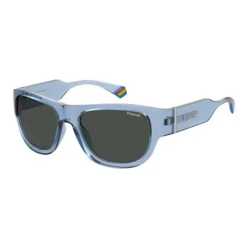 Polaroid Acetate Metal Rectangular Sunglasses Unisex Blue