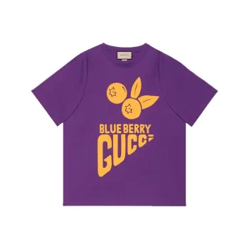 GUCCI Logo Print Crew Neck Pullover Short Sleeved T Shirt Men's Purple