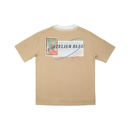 ATELIER BLEU Fitted Mock Two-Piece T-Shirt Unisex Apricot