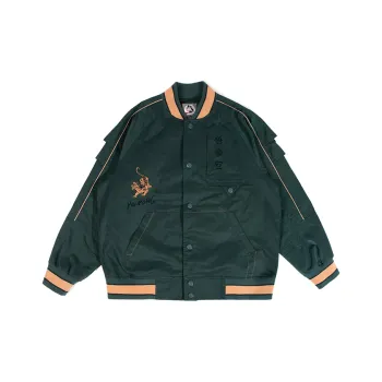 WOOKONG Spring Baseball Jacket Loose Fit Unisex Olive Green