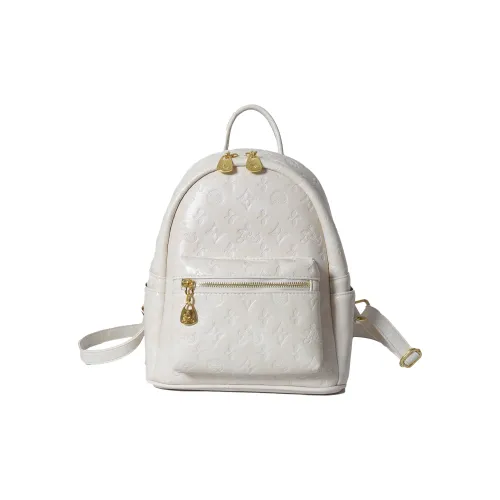 MINIPUDING PU Backpack Women's White/Brown/Black