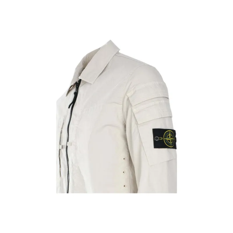 STONE ISLAND Compass patch Zip up Shirt Jacket-3