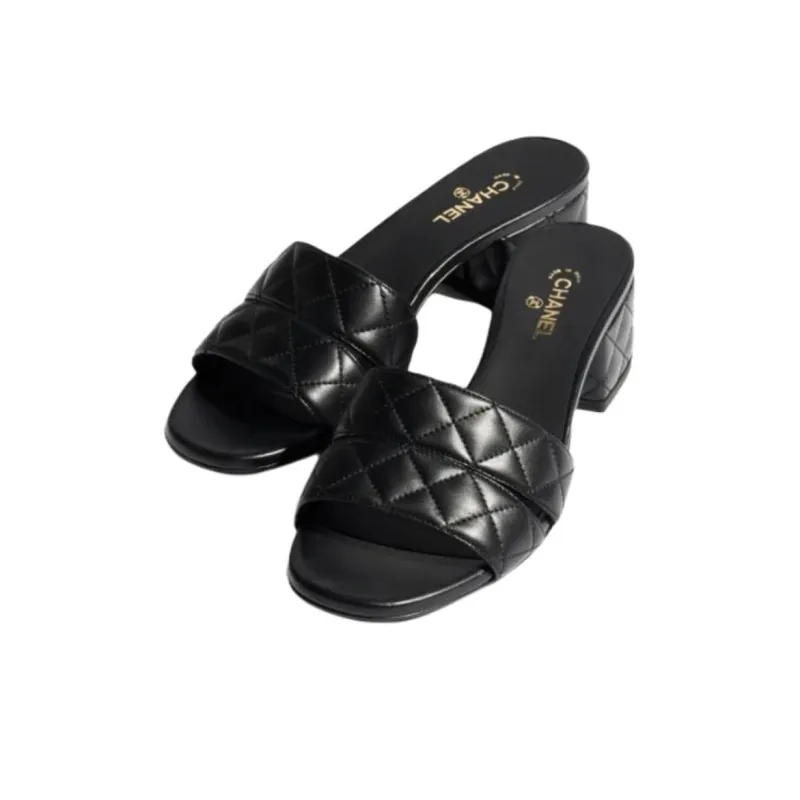 CHANEL Slide Slippers 5cm Women's Black-2