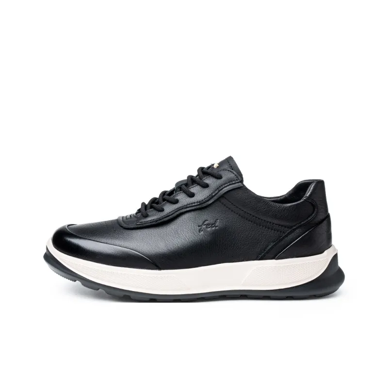 FED Breathable Lightweight Height Increasing Low Top Casual Shoes Men's Black-0