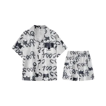 Qiao Ni Tong Pajama Set Men's Silver Gray