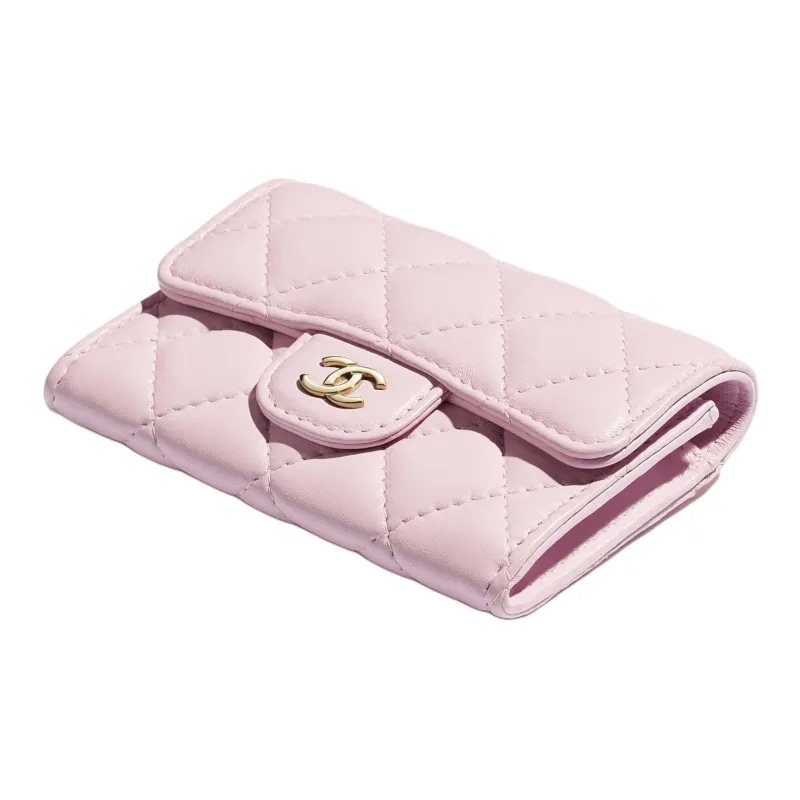CHANEL Lambskin Card Holder Women's Light Pink-1