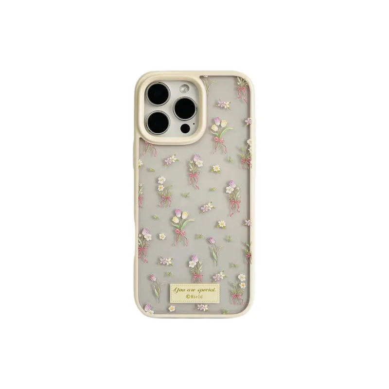 Wei Xin Acrylic Material Floral Tulip Label Phone Cases Compatible With IPhone 16/15 Pro Max/Apple 13/14 Pro/Max-0