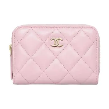 CHANEL Lambskin Coin Purse Regular Women's Light Pink