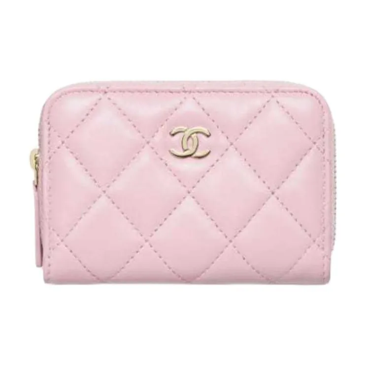 CHANEL Lambskin Coin Purse Regular Women's Light Pink-0