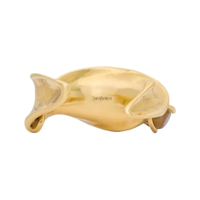SAINT LAURENT Brass, Agate, Chalcedony Bangles Women's Gold-3