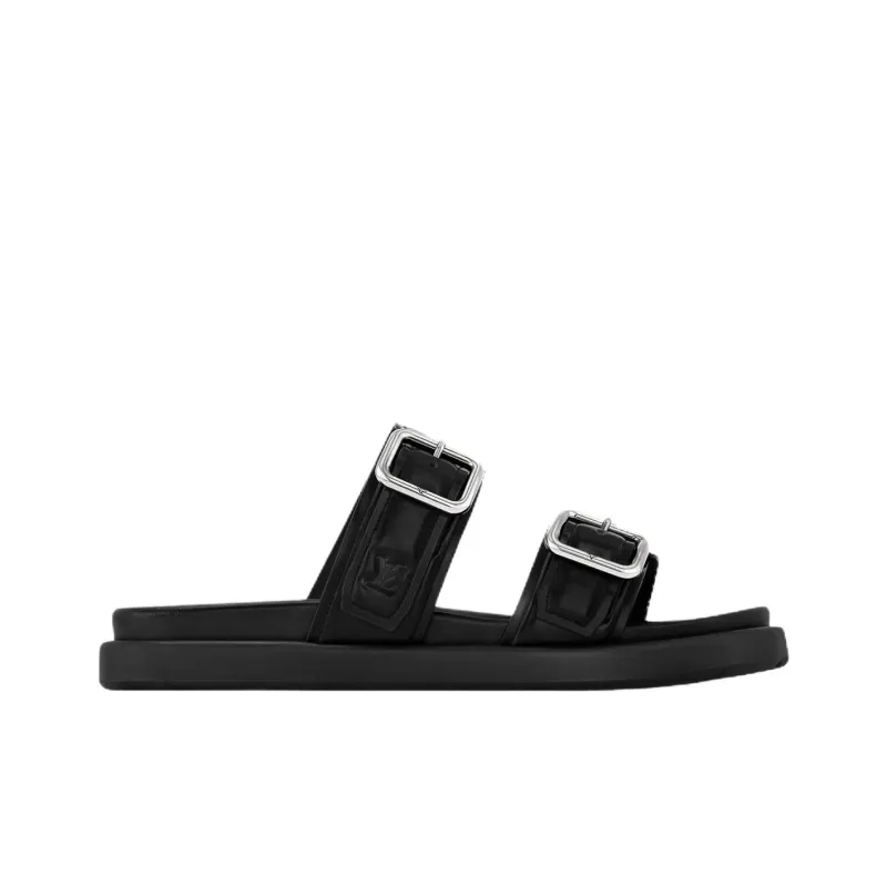 LOUIS VUITTON Rubber Sole Slip Resistant Slide Slippers Men's Black-1