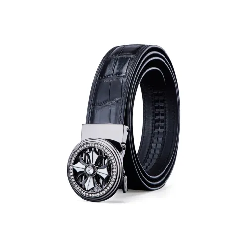 Jeccieziio Top Grain Cow Leather Belt Men's 3.5CM Greeting Card Writing Service, Photo Printing Included