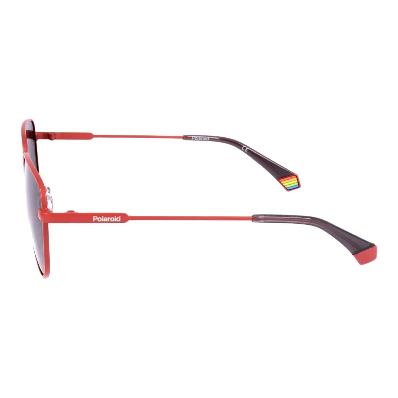 Polaroid Stainless Steel Irregular Shape Sunglasses Unisex Red-2
