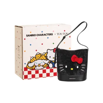 TOUTOU Hello Kitty Collaboration Hello Kitty Synthetic Leather Shoulder Bag Medium Size Women's Black