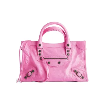 Balenciaga Le City Sheepskin One Shoulder Handbag Women's Bright Pink