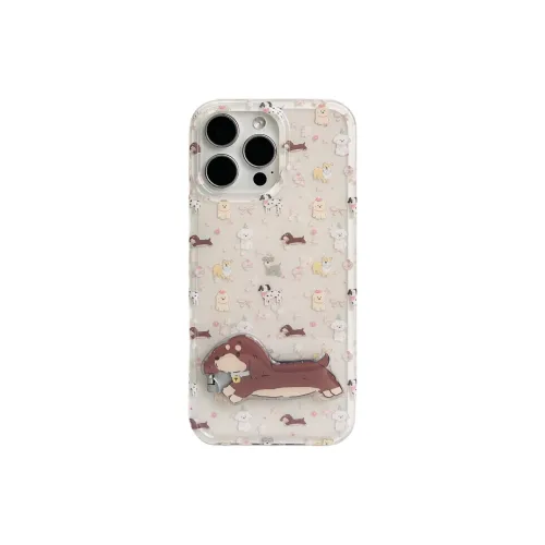 Wei Xin Acrylic Material Pink Bowknot Stars Puppy Phone Cases Compatible With IPhone 16/15 Pro Max/Apple 13/14 Pro/Max