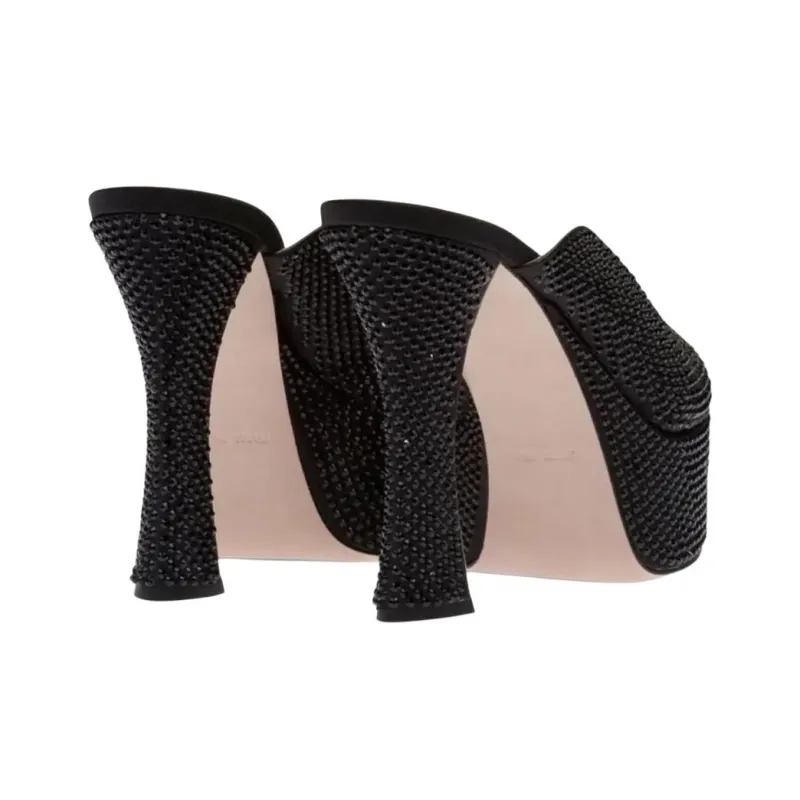 MIU MIU Slide Slippers 11.5cm Women's Black-3