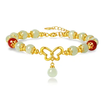 Lao Feng Xiang Hetian Jade Bracelets White Jade/Pale Greenish White Jade Women's