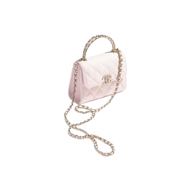 CHANEL Bright Calfskin Handbag Women's Light Pink-1