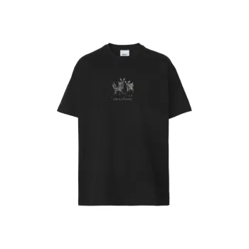 Burberry Embroidered Deer Cotton Oversized T Shirt
