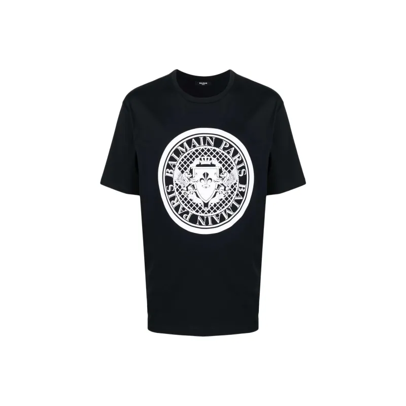 BALMAIN Flocked Coin Crewneck T-Shirt-0