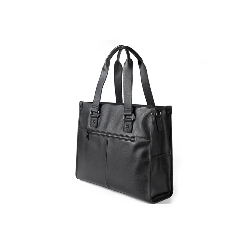 DOSRFINI Top Grain Cow Leather Briefcases Men's Black-3