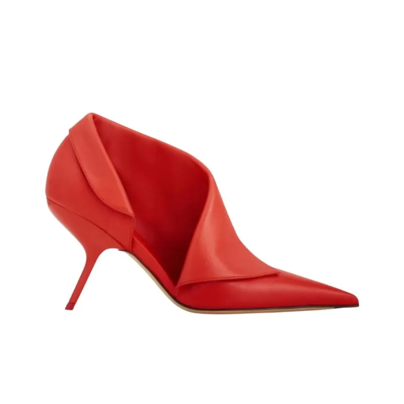 FERRAGAMO Eva Irregular Heel High Heels 8.5cm Women's Red-1