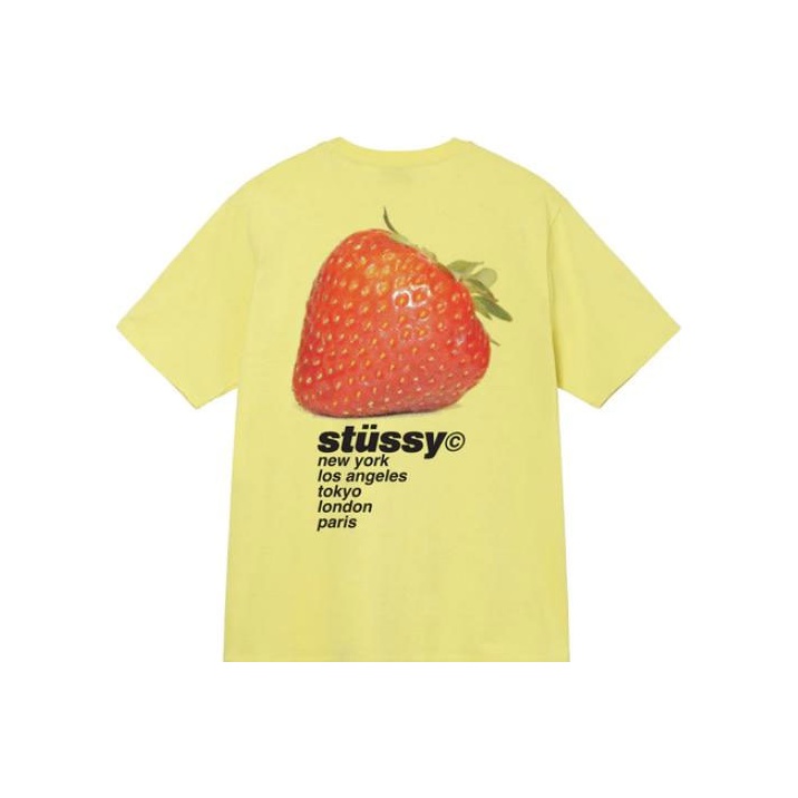 Stussy Strawberry Tee Yellow XL - POIZON