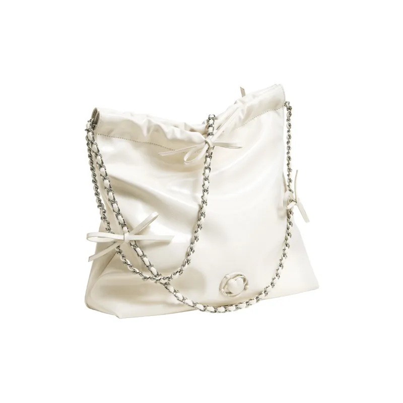 AILUXI Synthetic Leather Tote Shoulder Bag Women's Milkshake White-1