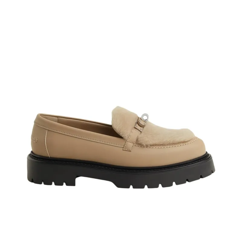 HERMES Icone Loafers Women's Light Brown-1
