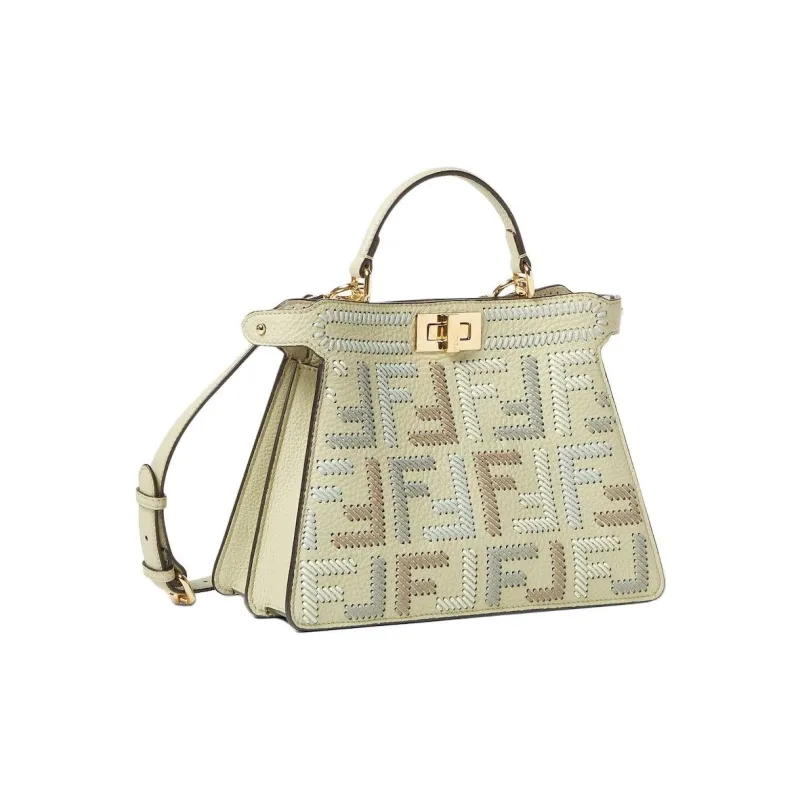 FENDI Peekaboo ISeeU Calfskin Shoulder Bag, Crossbody Bag, Handbag Small Size Women's Green-2
