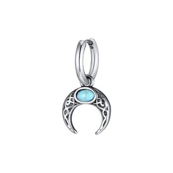 ZWU Titanium Steel Moon Vintage Moon Hoop Earrings With Ear Clips Unisex