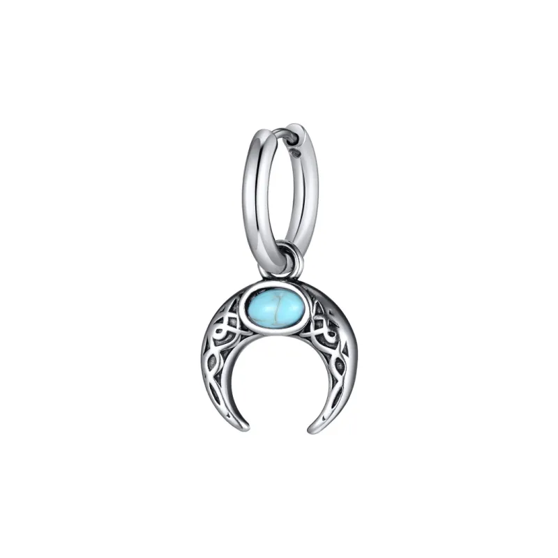 ZWU Titanium Steel Moon Vintage Moon Hoop Earrings With Ear Clips Unisex-0