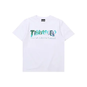 Thrasher Crew Neck Loose Fit Straight Short Sleeved T Shirt Japan Version Unisex White