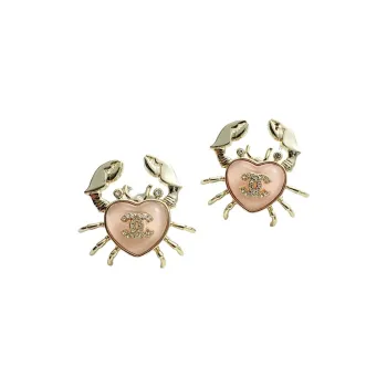 CHANEL Resin Stud Earrings Women's Gold