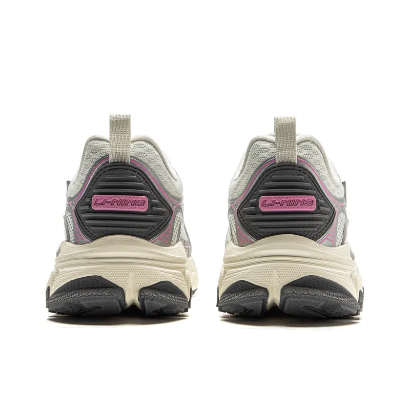 LiNing Getaway Cushioning Lightweight Rebound Low Top Casual Running Shoes Women's Silver Gray-5