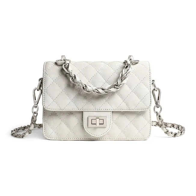 VINEY Cow Leather Shoulder Bag, Crossbody Bag Regular Women's Chinese Style White-1
