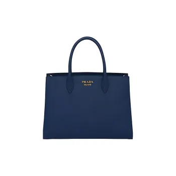 PRADA Saffiano Leather Shoulder Bag Crossbody Bag Large Size Women's Bright Blue