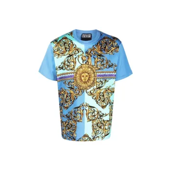 VERSACE JEANS COUTURE Mens SS22 Print Crewneck T Shirt Blue