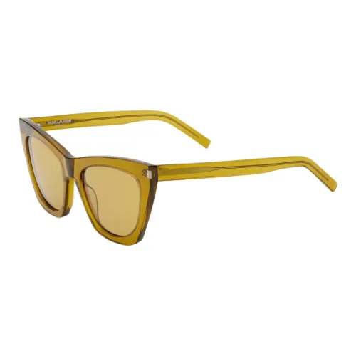 SAINT LAURENT Acetate Nylon Calfskin Cat Eye Sunglasses Unisex Yellow