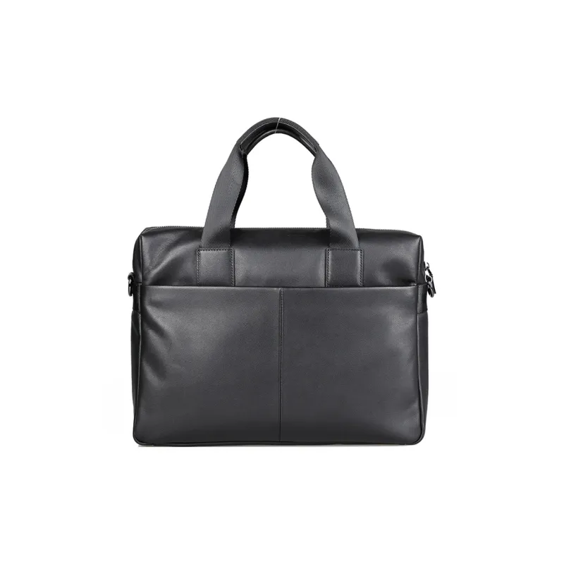 DOSRFINI Top Grain Cow Leather Portable Crossbody Briefcase Regular Men's Black-1