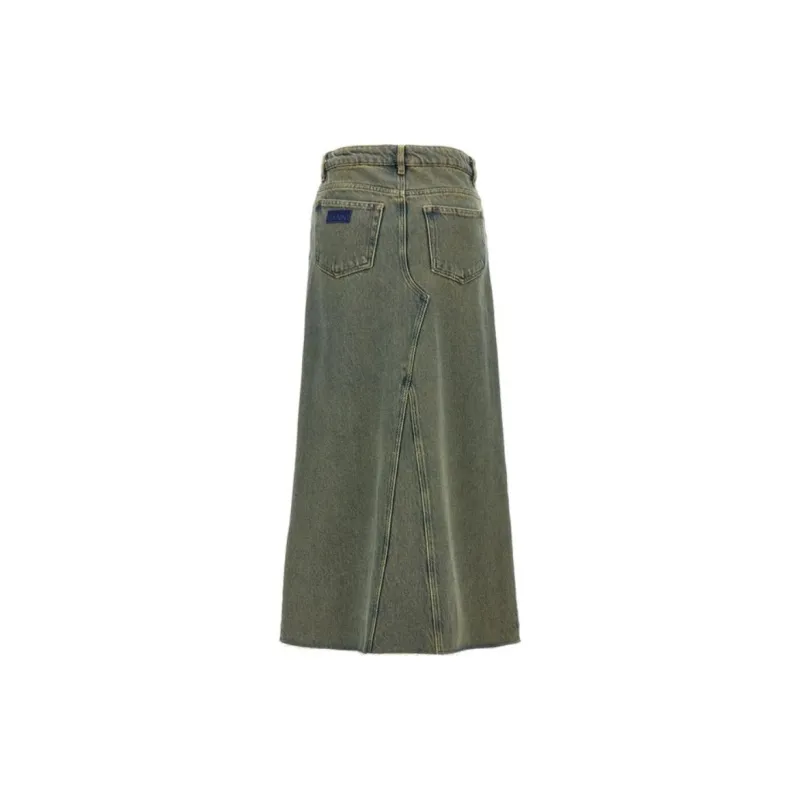 GANNI Overdyed Heavy Denim Maxi Skirt-1