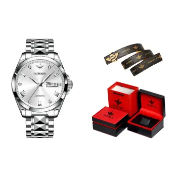Oupinke Gaias Collection Mechanical Movement Stainless Steel Watchband Watch Men's Watches White Dial