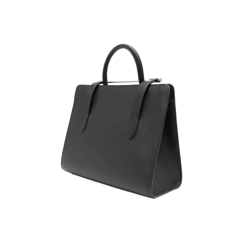 Strathberry Calfskin Tote Bag Shopping Bag Handbag Medium Size Women's Black-1