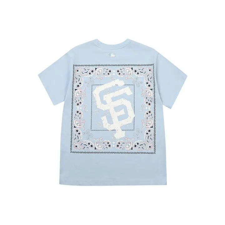 MLB Cashew Flower T Shirts Unisex Sky Blue-0