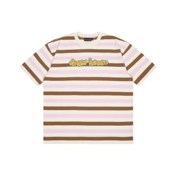 Drew House Letter Logo Series T Shirts Unisex Ice Cream Stripes