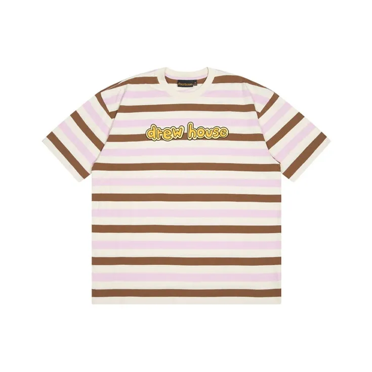 Drew House Letter Logo Series T Shirts Unisex Ice Cream Stripes-0