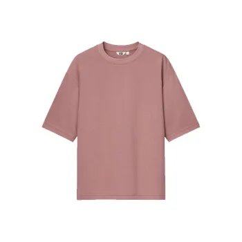 UNIQLO Straight Elbow-Length Sleeved T-Shirt Unisex Peach Pink