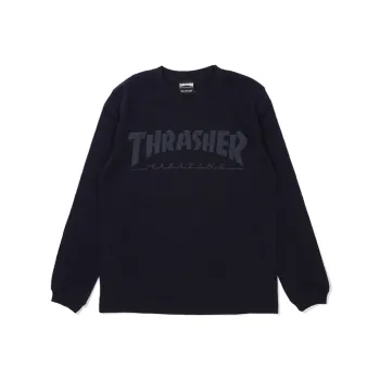 Thrasher Straight Long-Sleeved T-Shirt Japan Version Unisex Dark Blue